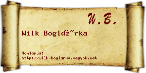 Wilk Boglárka névjegykártya